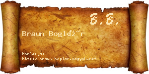 Braun Boglár névjegykártya